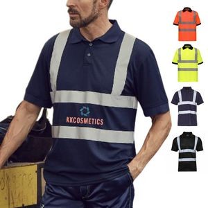 Customizable Class 3 Breathable Hi Vis Reflective Safety Short Sleeve Polo Shirt