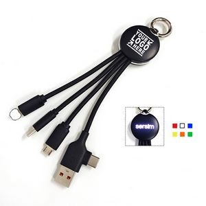 5 in 1 Light Up Charging Cable w/ Keychain