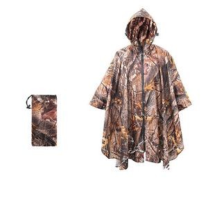 Zippered Camouflage Packable Rain Ponchos