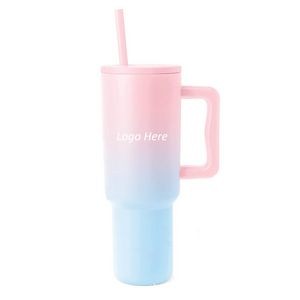 40 Oz Stainless Steel Tumbler-Lid-straw