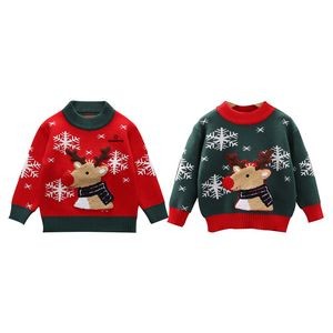 Winter Unisex Kids reindeer Crew Neck Knitted Pullover Jumper Knitwear Custom Christmas Sweat