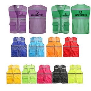 Multi-Color High Visibility Safety Reflective Vest With Pockets