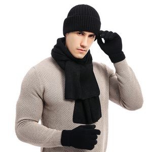 Colorful Beanie Hat Scarf Touch Screen Gloves Set