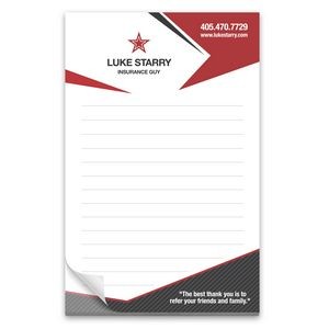 50 Page 5-1/2 x 8-1/2 Paper Note Pad w/ Magnet 4CP
