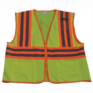 Deluxe CB2 Lime Solid /Orange Contrast Two Tone DOT ANSI Type R Class 2 Safety Vest