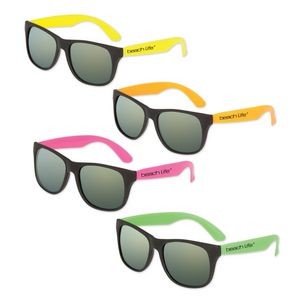 Mirrored Lens Classic Neon Sunglasses (Assorted Colors)