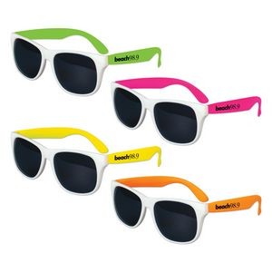 Kids White Frame Classic Neon Sunglasses