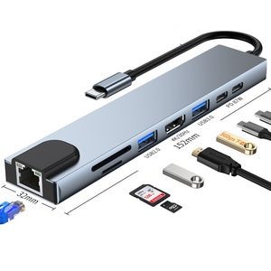 8 in 1 USB C HUB USB C Ethernet Adapter HDMI Multiport Adapter Laptop Docking Station