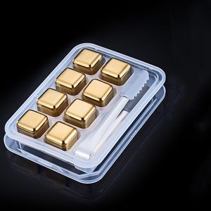 Reusable Metals Ice Cubes Chilling Stainless Steel Whiskey Stones (8 pcs)