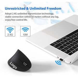 2.4G Wireless Portable Slim Optical Cordless Mouse Vertical Right Hand Ergonomic Grip Computer Mice