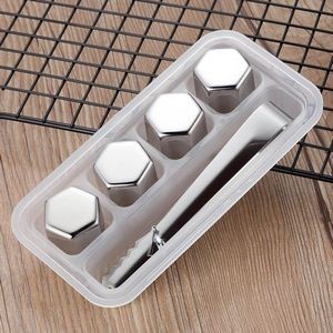 Reusable Metals Ice Cubes Chilling Stainless Steel Whiskey Stones (4 pcs)
