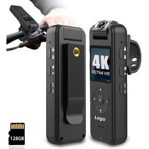 Body Camera Video Recorder with 128GB Storage Card and Bike Clip