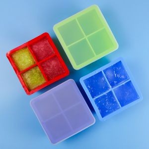 Silicone 4 Ice Cube Tray With Customized Logo Molded Into The Ice