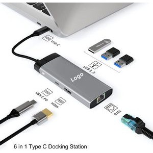6 in 1 USB C Docking Station Multiport Adapter Type C USB C Hub