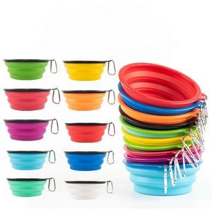 Silicone Collapsible Dog Bowls Foldable Dog Travel Bowl with Clasp