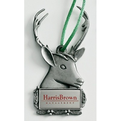 Marken Design Reindeer Cast Ornament w/ Silk Screened Plate