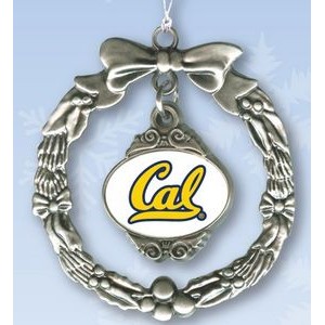 Wreath Pewter Finish Ornament with Dangle with Digital Emblem