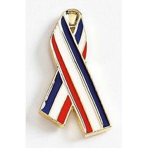 Patriotic Design Pin - Red/ White/ Blue Awareness Ribbon