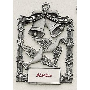 Marken Design Doves & Bells Cast Ornament w/ Silk Screened Plate