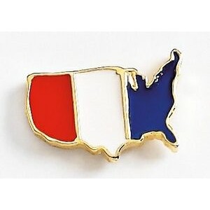 US Map Patriotic Design Cast Lapel Pin (7/8
