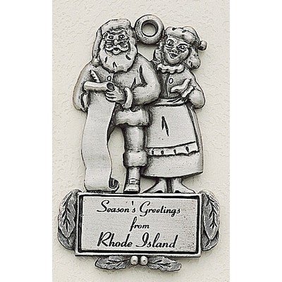 Marken Design Santa & Mrs Claus Cast Ornament w/ Silk Screened Plate