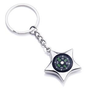 Star Metal Compass Keychain