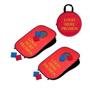 Collapsible Cornhole Game Toss Set w/8 Bean Bags & Carry Case