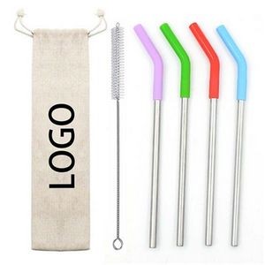 Set of 4 Reusable Stainless Steel Straws
