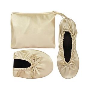 Women's Foldable Ballerina Roll up Shoes w/Pouch