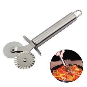 Double Roll Wheel Stainless Steel Pizza Cutter