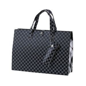 2 Pieces Plaid PU Leather Wine Gift Tote Bag