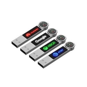 Light-Up USB Flash Drive Keychain w/Compass