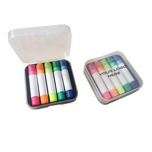 5-Color Wax Highlighter Marker w/Plastic Box