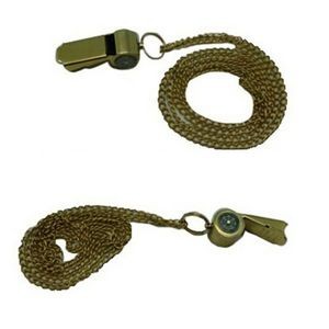 Whistle/Compass w/Chain & Velveteen Pouch