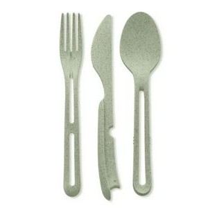 3 Pieces Clip Together Wheat Straw Cutlery
