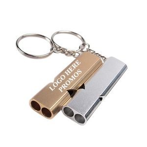 Double Tubes Survival Whistle Keychain