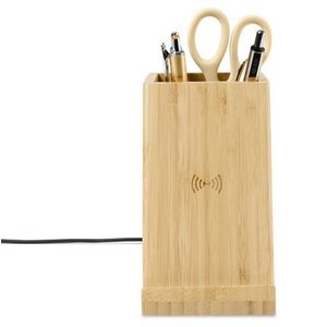 Bamboo Wireless Charging Pencil Cup