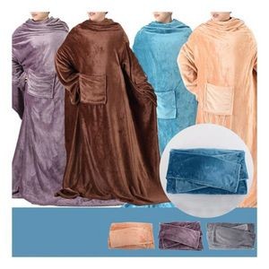 Wearable Fleece Blanket With Sleeves