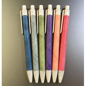 Biodegradable Kraft Paper Click Ballpoint Pen w/ Wheat Straw