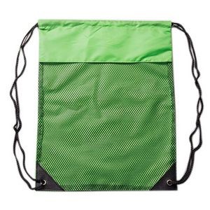 Sports 210D Polyester Drawstring Backpack with Mesh Pocket
