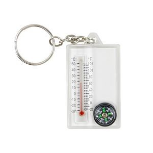 Clear Zip Thermometer w/Compass & Keychain
