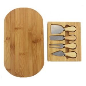 Wooden Cheese Cutting/Serving Board w/Cheese Knives