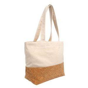 Leather Base Canvas Tote Bag