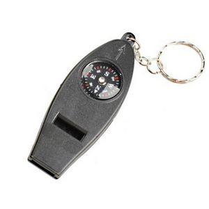Multifunction 4 in 1 Compass Thermometer Whistle Magnifier with Keychain