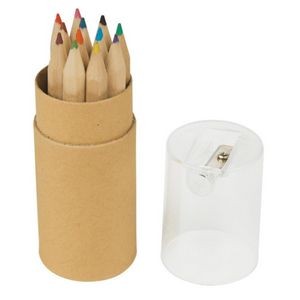 12 Piece Colored Pencil Set In Tube With Sharpener