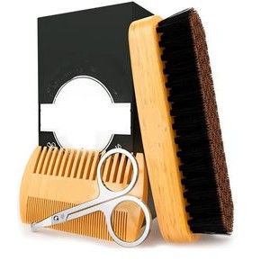 Beard Brush & Comb Set w/ Beard Scissors