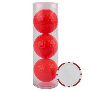 Three Ball Tube w/Poker Chip Ball Marker