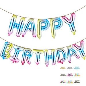 16" Happy Birthday Balloons Banner 3D Mult Package