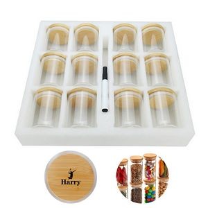 6oz Small Air Tight Storage Containers with Natural Bamboo
