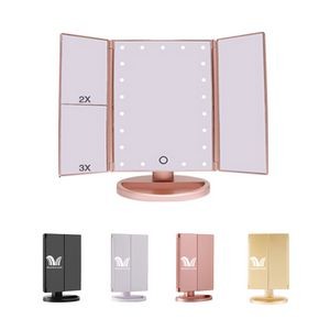 Tri-Fold Lighted Vanity Make Up Mirror Touch Screen 3X/2X/1X Magnification